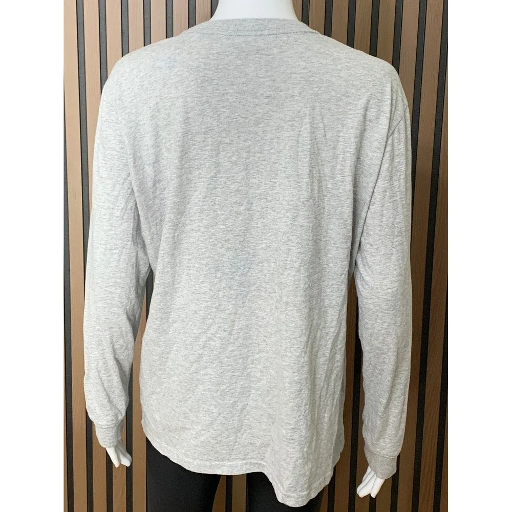 Ariat Women's Long Sleeve Graphic Tee Gray Pink Logo Cotton Western Top L